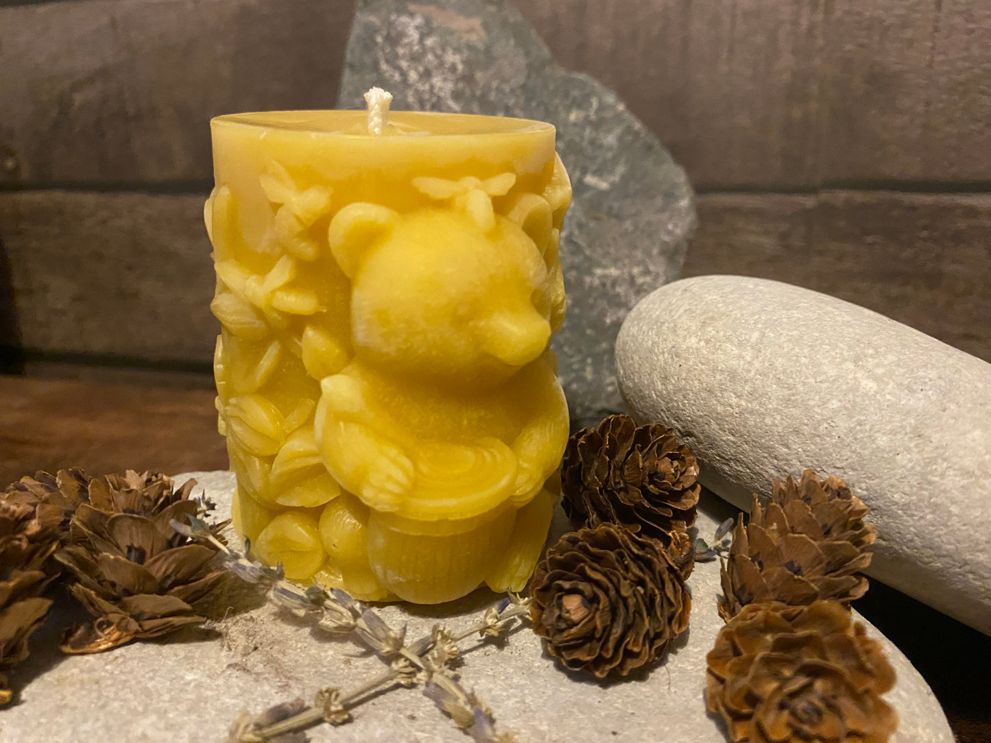 Pure Beeswax Candle (Honey Bear) Free Postage