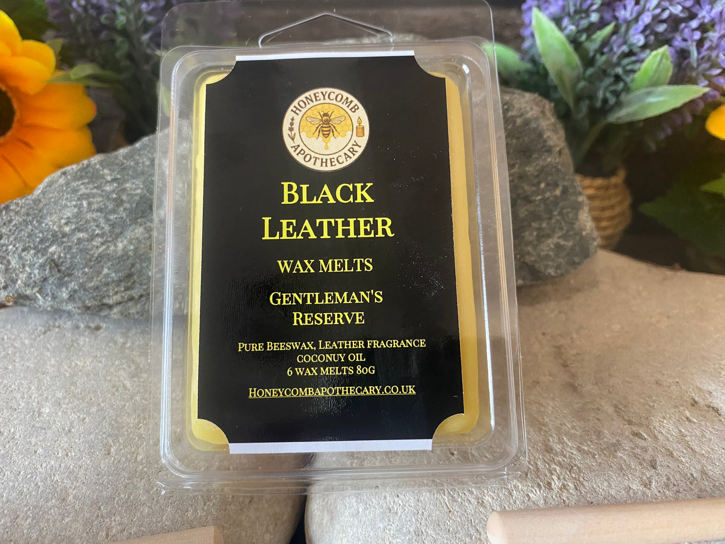 (Black Leather) Scented Beeswax Melts Free Postage