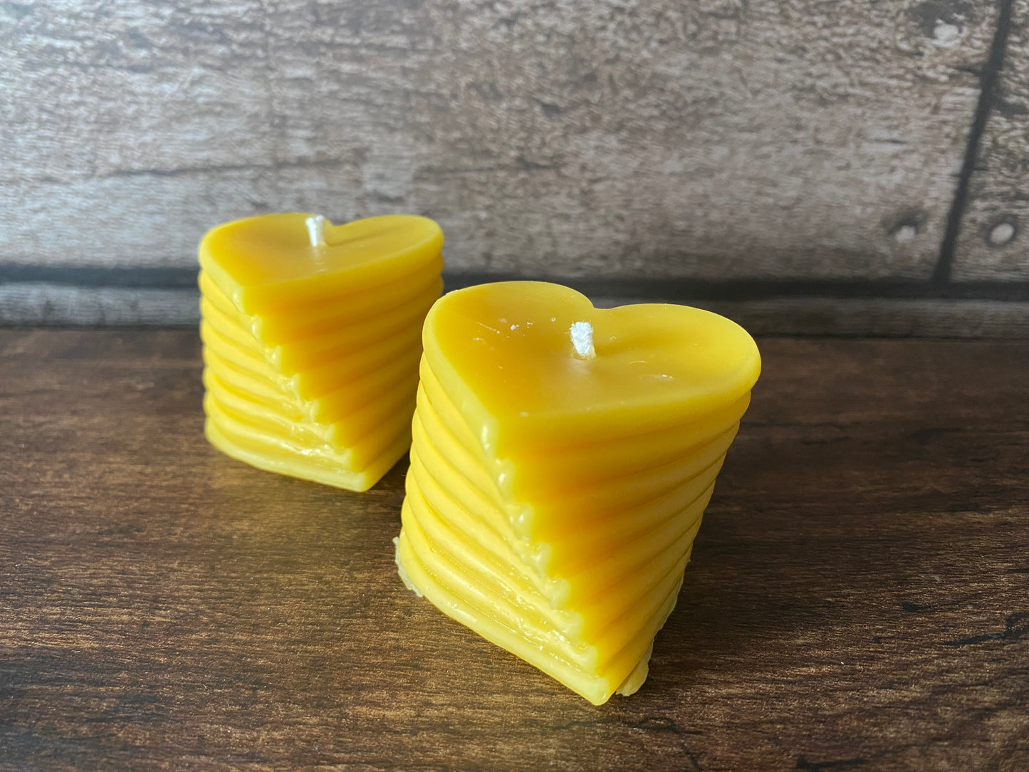 100% Pure Beeswax Candle (2x Love Hearts)  Free Postage