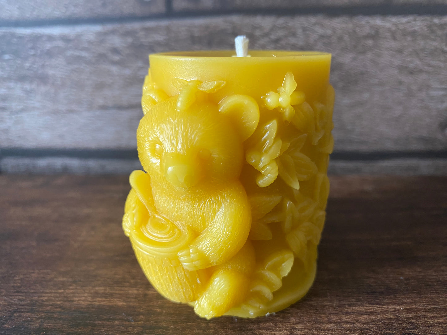 Pure Beeswax Candle (Honey Bear) Free Postage