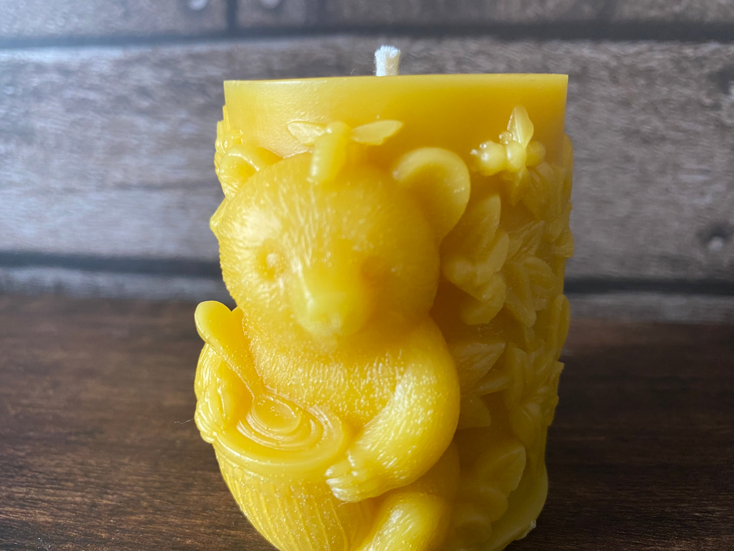 Pure Beeswax Candle (Honey Bear) Free Postage