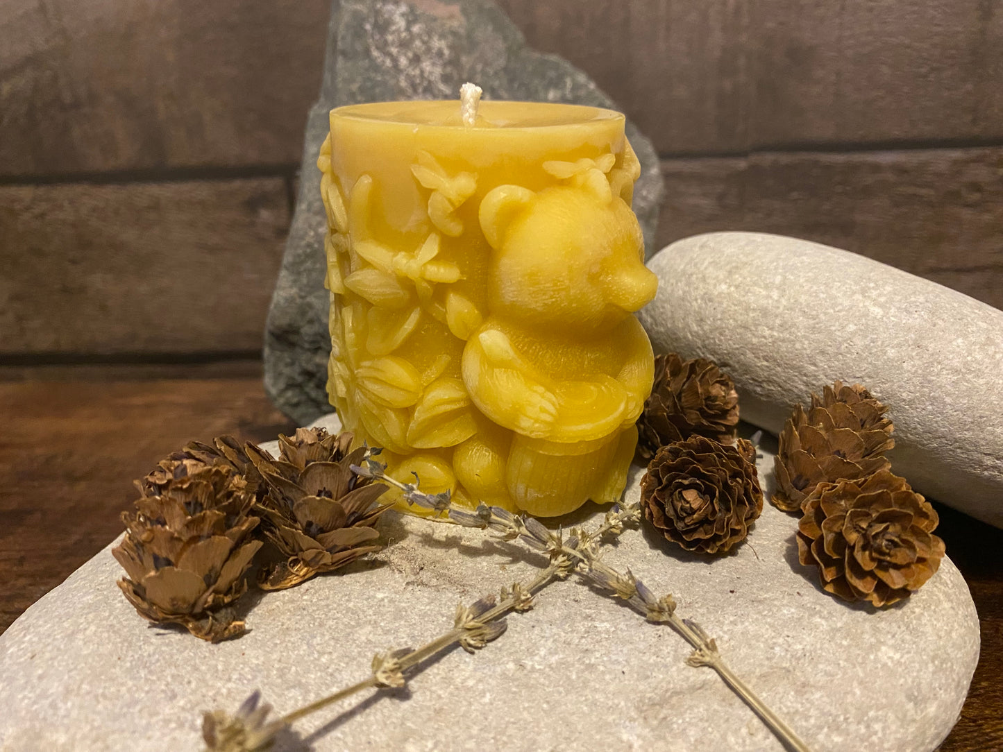 Pure Beeswax Candle (Honey Bear) Free Postage