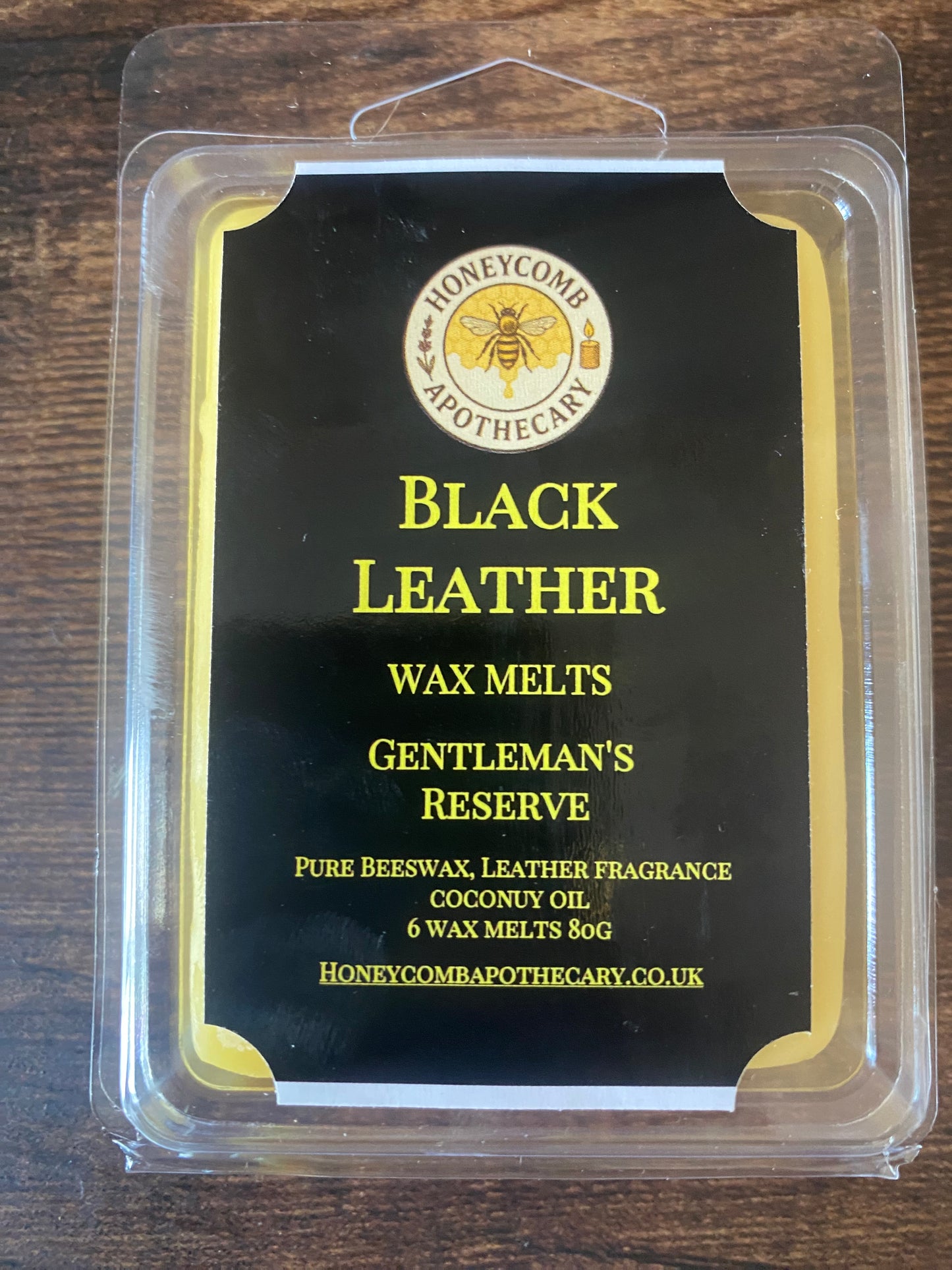 (Black Leather) Scented Beeswax Melts  Free Postage