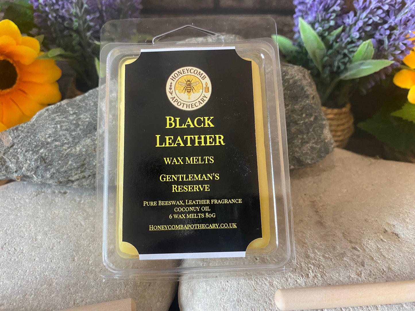 (Black Leather) Scented Beeswax Melts  Free Postage